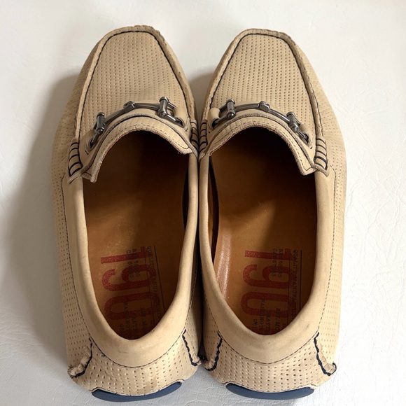 1901 Suede Driving Moccasins Loafers MStorino Horse Bit Shoes Beige Sand size 10 - Picture 9 of 12